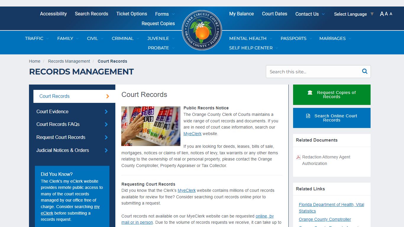 Records Management - My Orange Clerk